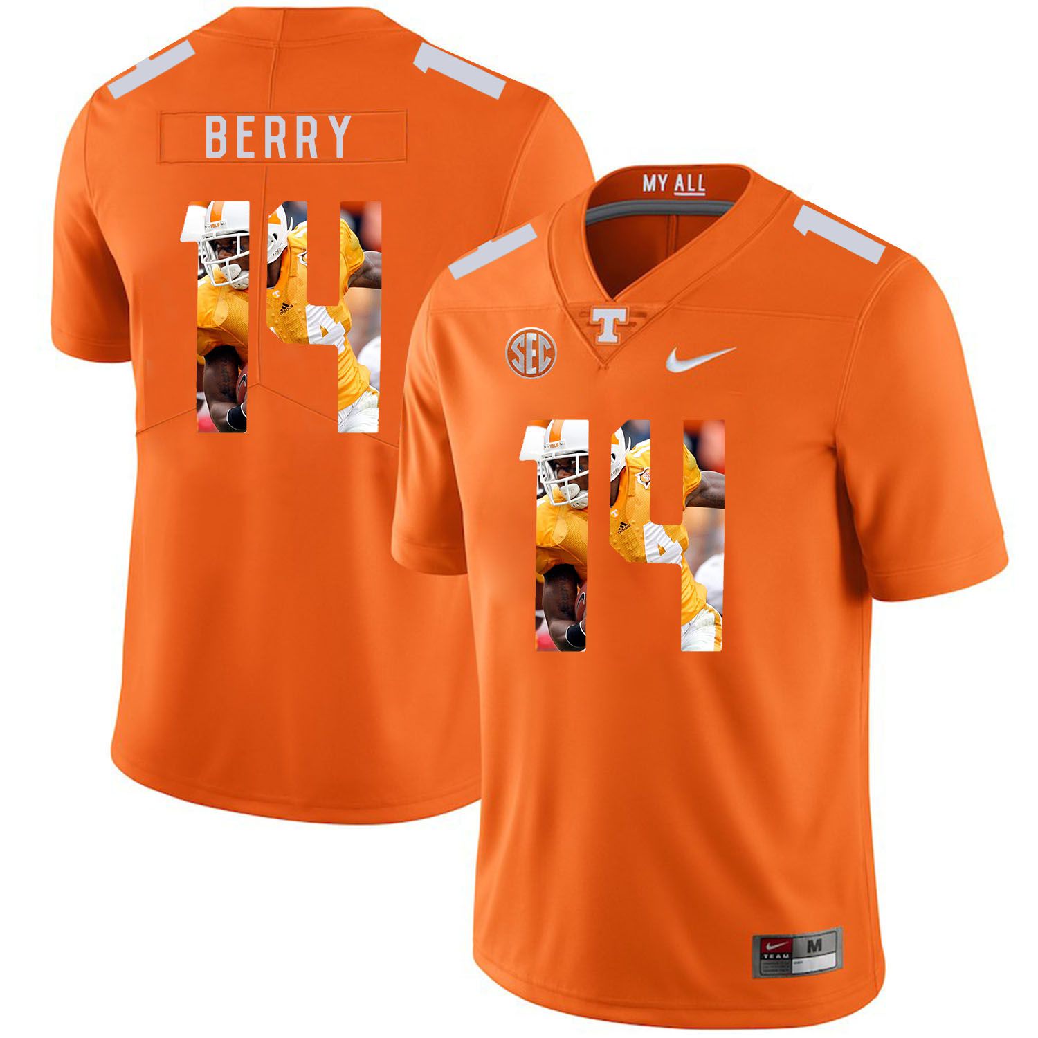 Men Tennessee Volunteers #14 Berry Orange Fashion Edition Customized NCAA Jerseys->customized ncaa jersey->Custom Jersey